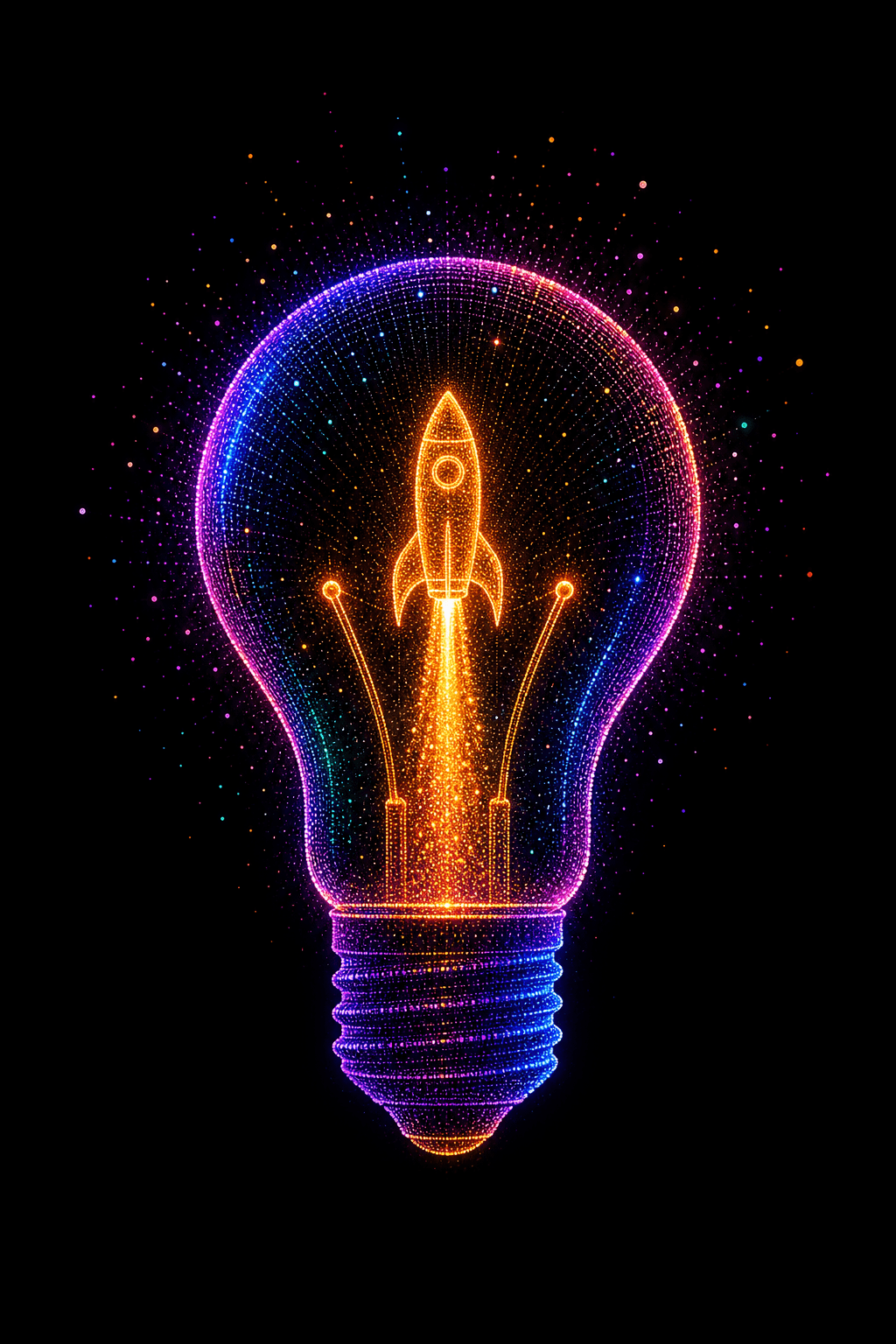 Apollo campaign visual with a rocket-shaped lightbulb filament