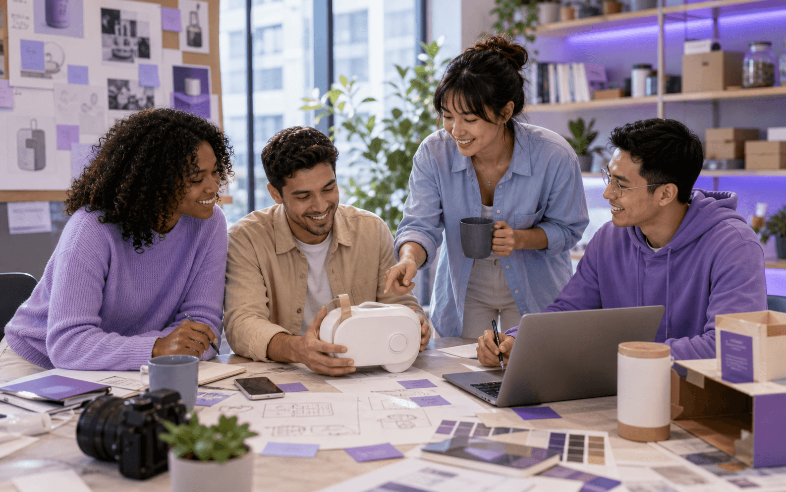 Diverse project team preparing an idea for launch